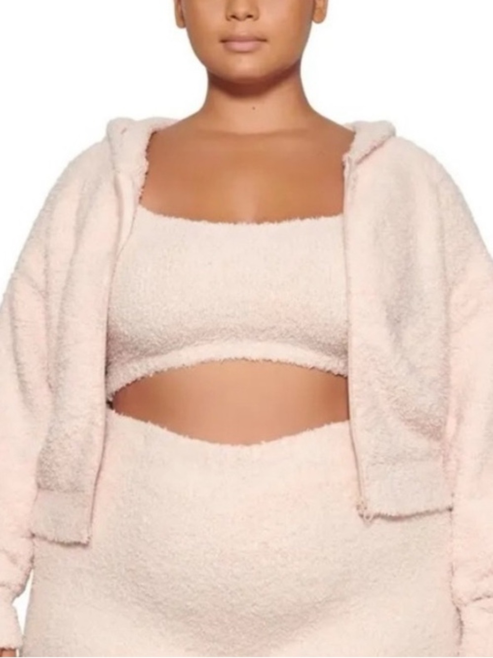 SKIMS Plush Zip-Up Hoodie in Pale Pink